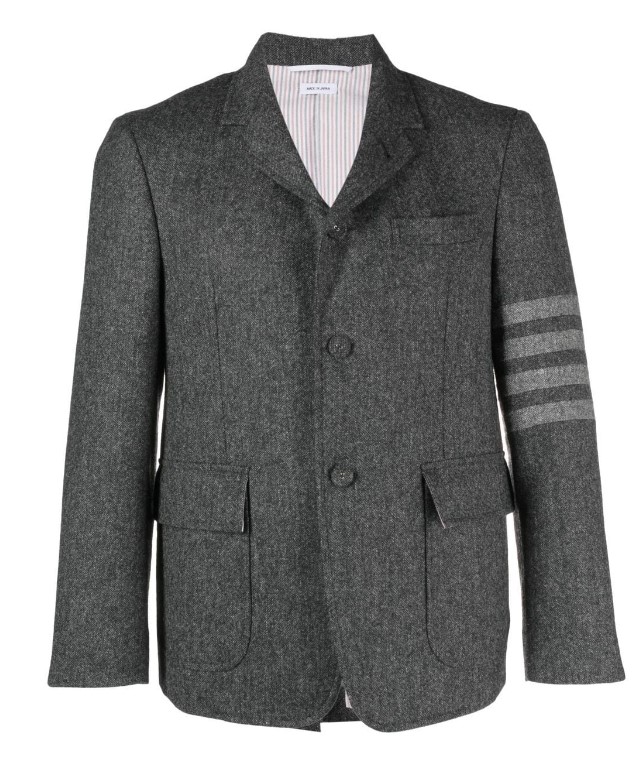THOM BROWNE 자켓 MAN UNSTRUCTURED 스트레이트 핏 SC WSEWED IN 4BAR IN 솔리드 DONEGAL 트위드